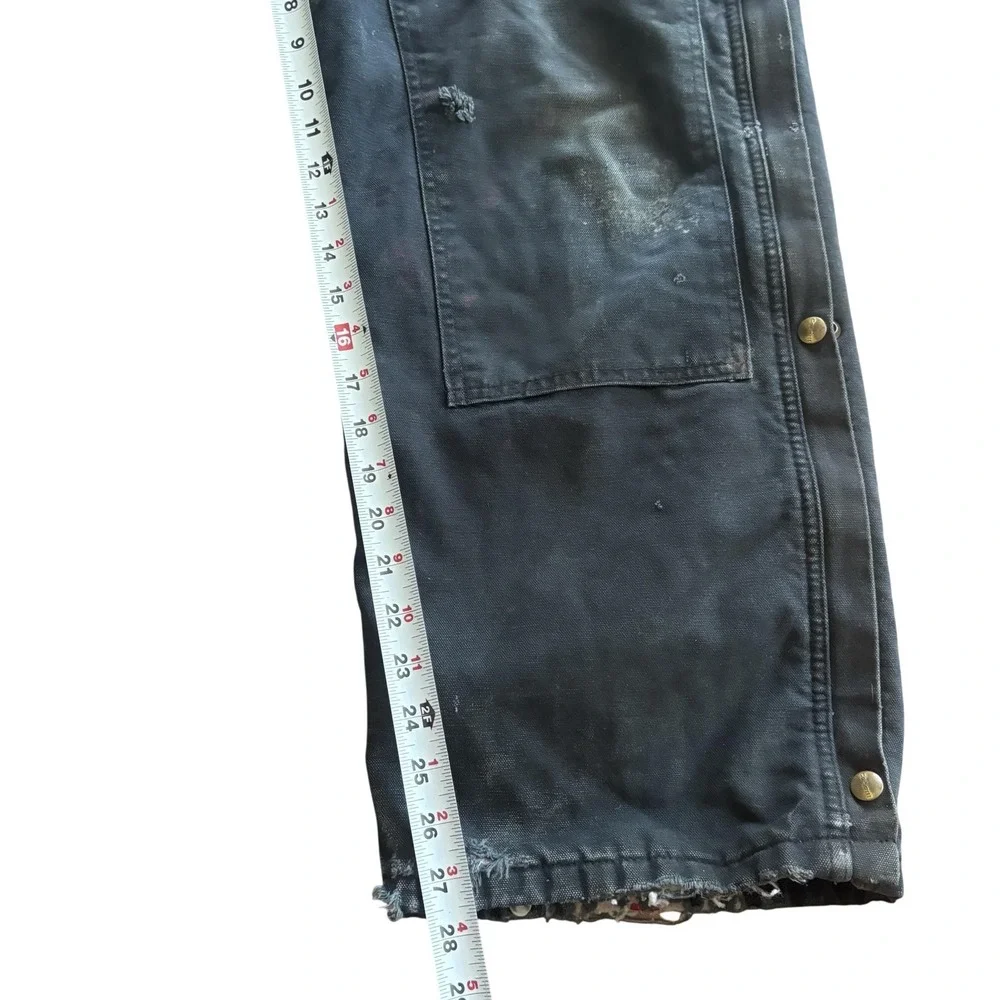 Carhartt Bib Overalls Mens 44x30 Black R38 Duck Insulated Quilt Lined Workwear